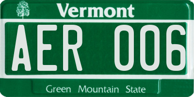 VT license plate AER006