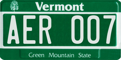 VT license plate AER007
