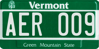 VT license plate AER009