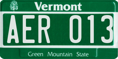 VT license plate AER013