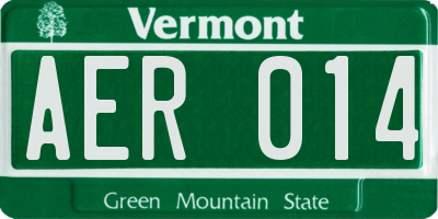 VT license plate AER014