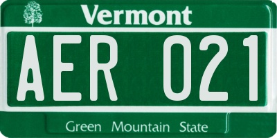 VT license plate AER021