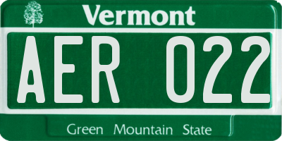 VT license plate AER022