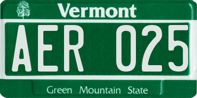 VT license plate AER025