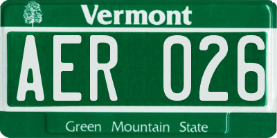 VT license plate AER026