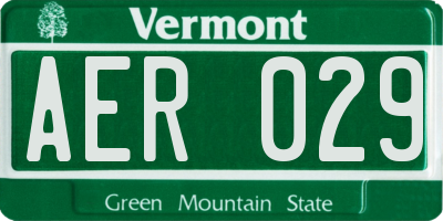 VT license plate AER029