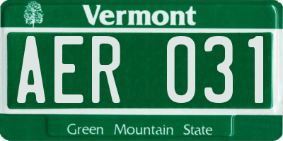 VT license plate AER031