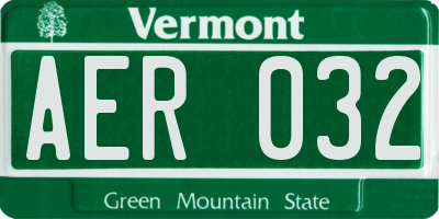 VT license plate AER032