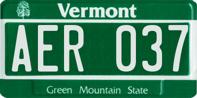 VT license plate AER037