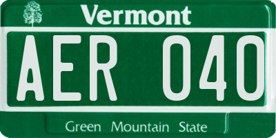 VT license plate AER040