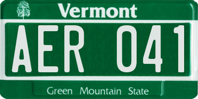 VT license plate AER041