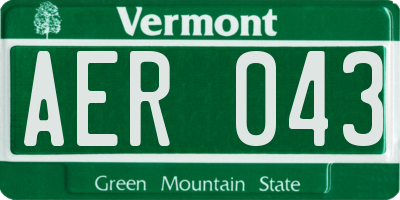 VT license plate AER043