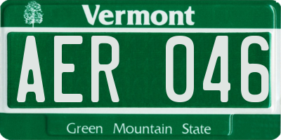 VT license plate AER046
