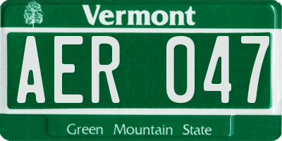 VT license plate AER047