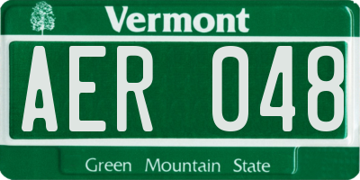 VT license plate AER048