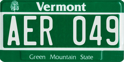 VT license plate AER049