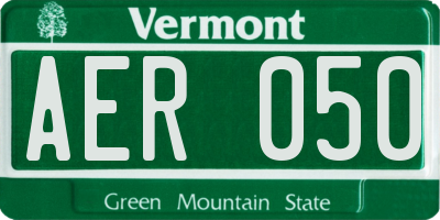 VT license plate AER050