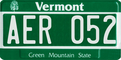 VT license plate AER052