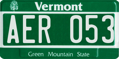 VT license plate AER053