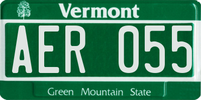 VT license plate AER055
