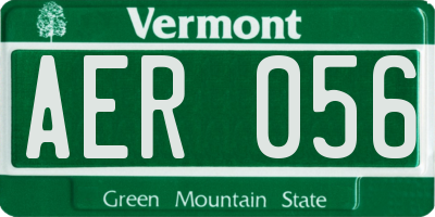 VT license plate AER056
