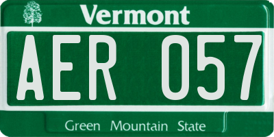 VT license plate AER057
