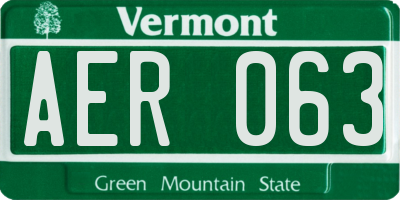 VT license plate AER063