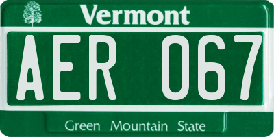 VT license plate AER067