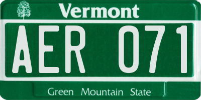 VT license plate AER071