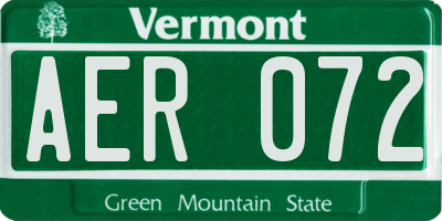 VT license plate AER072