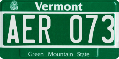VT license plate AER073