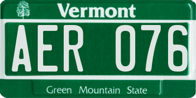 VT license plate AER076