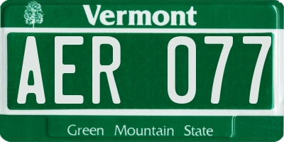 VT license plate AER077