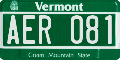 VT license plate AER081