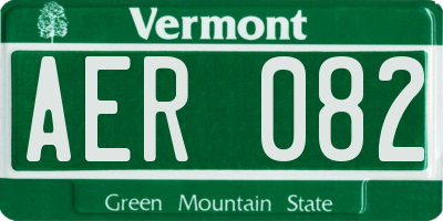 VT license plate AER082