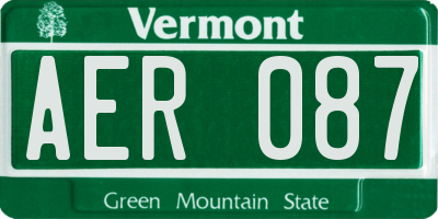 VT license plate AER087