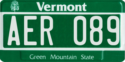 VT license plate AER089