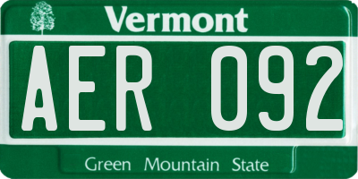 VT license plate AER092
