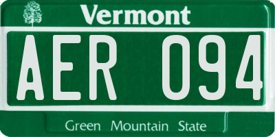 VT license plate AER094