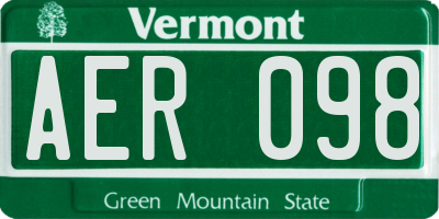 VT license plate AER098