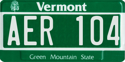 VT license plate AER104