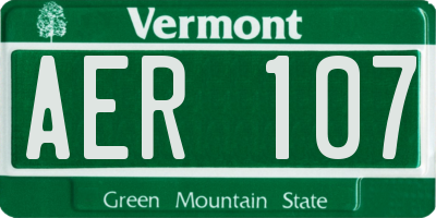 VT license plate AER107