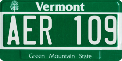 VT license plate AER109