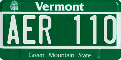 VT license plate AER110