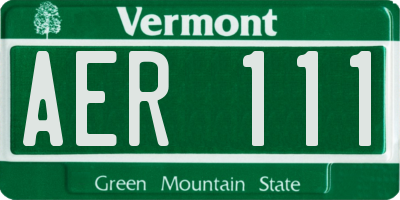 VT license plate AER111