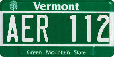 VT license plate AER112