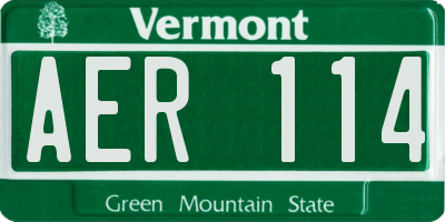 VT license plate AER114