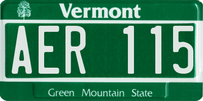 VT license plate AER115