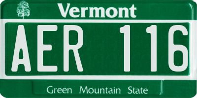 VT license plate AER116