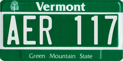 VT license plate AER117